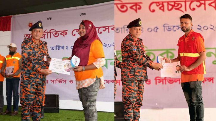 শ্রেষ্ঠ স্বেচ্ছাসেবক সম্মাননা পেলেন নারায়ণগঞ্জের শিমুল ও মিতু