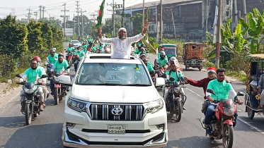 জামায়াতের প্রার্থী ইকবালের নির্বাচনী মোটরসাইকেল শোডাউন