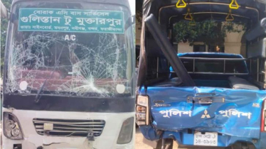 এসপির বহরের গাড়িতে বাসের ধাক্কা, ৩ কনস্টেবল আহত
