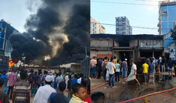 সিদ্ধিরগঞ্জে স্টিলের ডিব্বা কাটতে গিয়ে কেমিক্যাল গোডাউনে আগুন