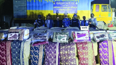 কাঁচপুরে শুল্ক ফাঁকি দেয়া প্রায় ১০ কোটি টাকার ভারতীয় শাড়ি জব্দ