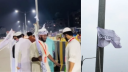লিংক রোডে উড়ছে সারি সারি কালেমাখচিত সাদা-কালো পতাকা